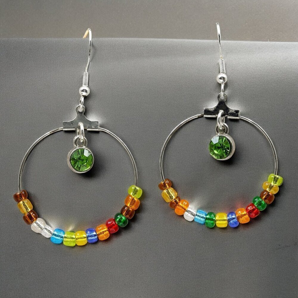 Multi Color Hoop Earrings Handmade - Picture 1 of 4